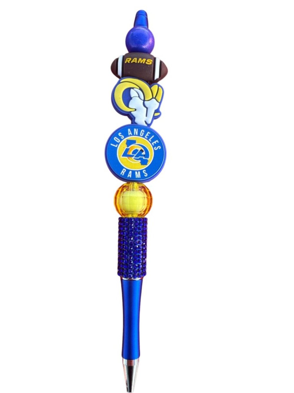 Los Angeles Rams Themed Decorative Pen With Beaded Handle And Team Logos